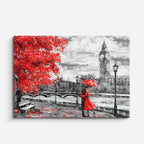 Cuadro canvas Londres Big Ben Lluvia Rojo - Ciudades Urbano y Arquitectura - Vista Frente