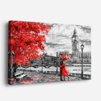 Cuadro canvas Londres Big Ben Lluvia Rojo - Ciudades Urbano y Arquitectura - Vista Perspectiva