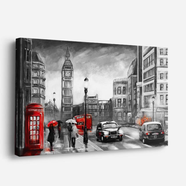 Cuadro canvas Londres Cabina Telefonica Rojo - Ciudades Urbano y Arquitectura - Vista Perspectiva