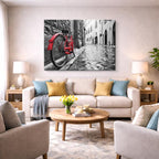Cuadro canvas Amsterdam Bicicleta Roja Lluvia - Ciudades Urbano y Arquitectura - Vista Lifestyle