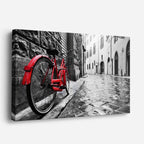 Cuadro canvas Amsterdam Bicicleta Roja Lluvia - Ciudades Urbano y Arquitectura - Vista Perspectiva