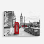 Cuadro canvas Londres Big Ben Cabina Rojo - Ciudades Urbano y Arquitectura - Vista Frente