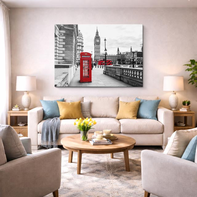 Cuadro canvas Londres Big Ben Cabina Rojo - Ciudades Urbano y Arquitectura - Vista Lifestyle