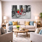 Cuadro canvas Amsterdam Bicicleta Flores Roja - Ciudades Urbano y Arquitectura - Vista Lifestyle
