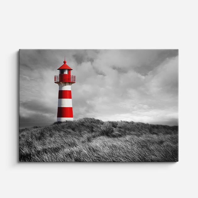 Cuadro canvas Faro Costero Rojo y Negro - Ciudades Urbano y Arquitectura - Vista Frente