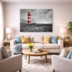Cuadro canvas Faro Costero Rojo y Negro - Ciudades Urbano y Arquitectura - Vista Lifestyle