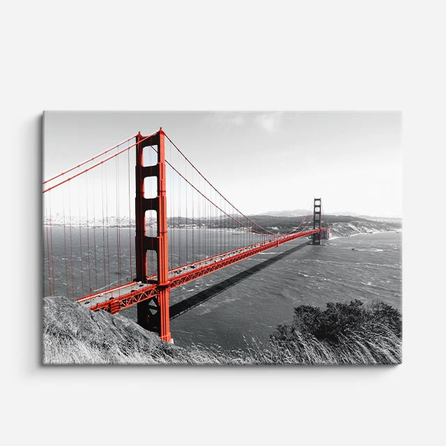 Cuadro canvas Golden Gate Rojo y Negro - Ciudades Urbano y Arquitectura - Vista Frente