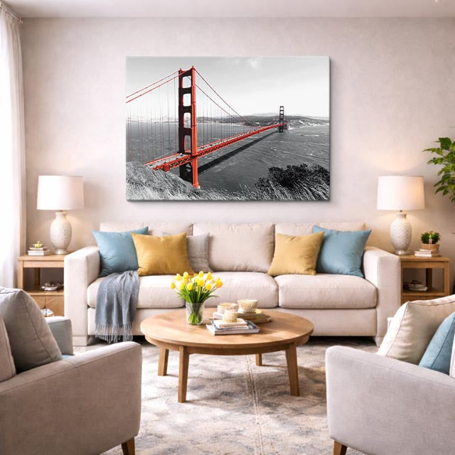 Cuadro canvas Golden Gate Rojo y Negro - Ciudades Urbano y Arquitectura - Vista Lifestyle