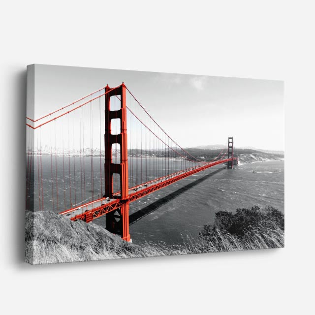Cuadro canvas Golden Gate Rojo y Negro - Ciudades Urbano y Arquitectura - Vista Perspectiva