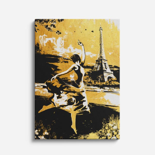 Cuadro canvas Paris Bailarina Dorada Vintage - Ciudades Urbano y Arquitectura - Vista Frente