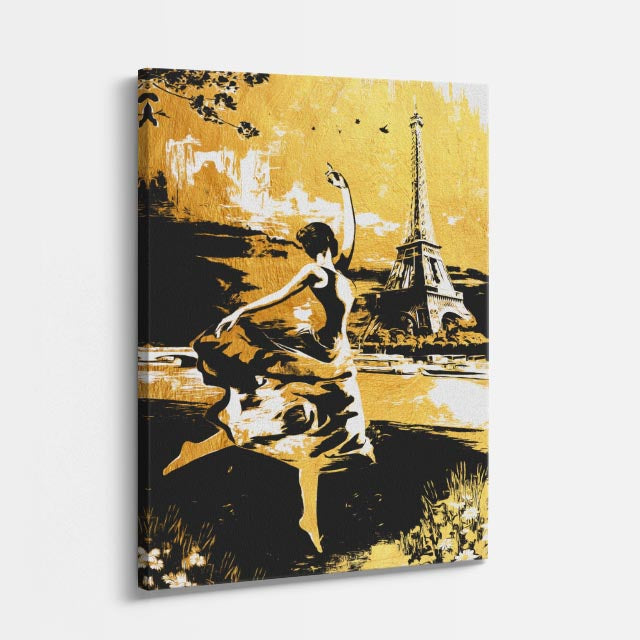 Cuadro canvas Paris Bailarina Dorada Vintage - Ciudades Urbano y Arquitectura - Vista Perspectiva