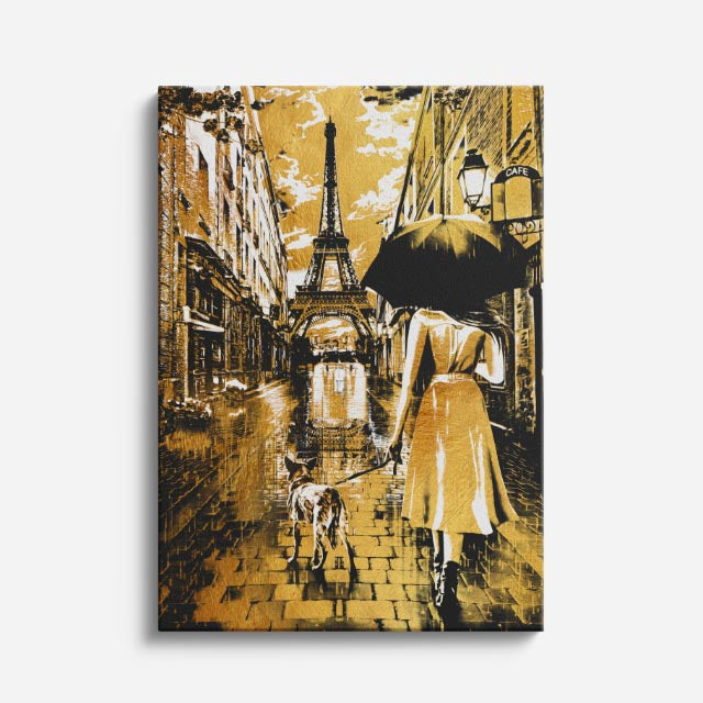 Cuadro canvas Paris Lluvia Sepia Dorada - Ciudades Urbano y Arquitectura - Vista Frente