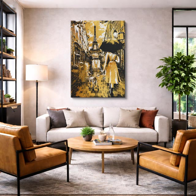 Cuadro canvas Paris Lluvia Sepia Dorada - Ciudades Urbano y Arquitectura - Vista Lifestyle