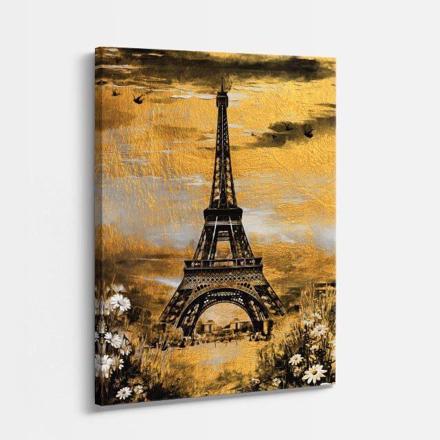 Cuadro canvas Torre Eiffel Dorada Textura - Ciudades Urbano y Arquitectura - Vista Perspectiva