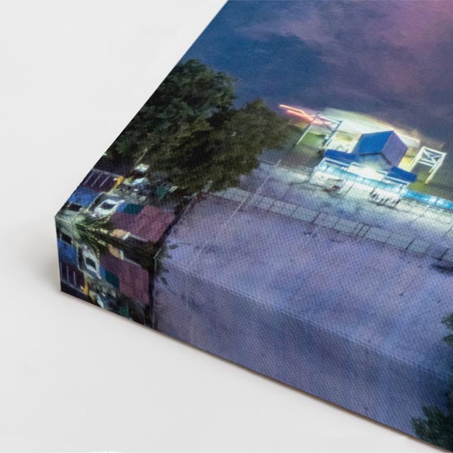 Cuadro canvas Ciudad Skyline Nocturna Dorada - Ciudades Urbano y Arquitectura - Vista CloseUp