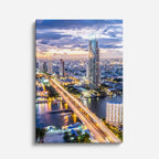 Cuadro canvas Ciudad Skyline Nocturna Dorada - Ciudades Urbano y Arquitectura - Vista Frente