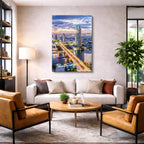 Cuadro canvas Ciudad Skyline Nocturna Dorada - Ciudades Urbano y Arquitectura - Vista Lifestyle