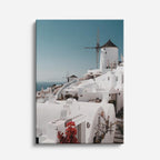 Cuadro canvas Santorini Molino Blanco Azul - Ciudades Urbano y Arquitectura - Vista Frente