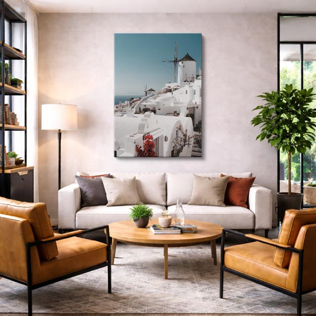 Cuadro canvas Santorini Molino Blanco Azul - Ciudades Urbano y Arquitectura - Vista Lifestyle