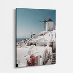 Cuadro canvas Santorini Molino Blanco Azul - Ciudades Urbano y Arquitectura - Vista Perspectiva