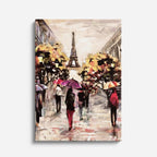 Cuadro canvas Paris Lluvia Paraguas Pintura - Ciudades Urbano y Arquitectura - Vista Frente