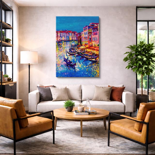 Cuadro canvas Venecia Canal Gondolas Pintura - Ciudades Urbano y Arquitectura - Vista Lifestyle