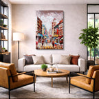 Cuadro canvas Ciudad Lluvia Paraguas Pintura - Ciudades Urbano y Arquitectura - Vista Lifestyle