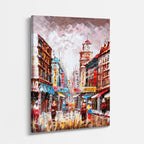 Cuadro canvas Ciudad Lluvia Paraguas Pintura - Ciudades Urbano y Arquitectura - Vista Perspectiva