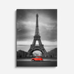 Cuadro canvas Paris Eiffel Coche Rojo Negro - Ciudades Urbano y Arquitectura - Vista Frente