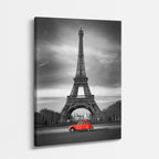 Cuadro canvas Paris Eiffel Coche Rojo Negro - Ciudades Urbano y Arquitectura - Vista Perspectiva