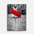 Cuadro canvas Calle Paraguas Rojo Negro - Ciudades Urbano y Arquitectura - Vista Frente