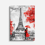 Cuadro canvas Paris Eiffel Pareja Rojo Pintura - Ciudades Urbano y Arquitectura - Vista Frente