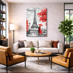 Cuadro canvas Paris Eiffel Pareja Rojo Pintura - Ciudades Urbano y Arquitectura - Vista Lifestyle