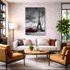 Cuadro canvas Paris Eiffel Coche Clasico Rojo - Ciudades Urbano y Arquitectura - Vista Lifestyle