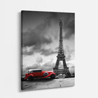 Cuadro canvas Paris Eiffel Coche Clasico Rojo - Ciudades Urbano y Arquitectura - Vista Perspectiva