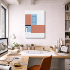 Cuadro canvas Fachada Terracota y Azul - Ilustraciones Arquitectonicas Urbano y Arquitectura - Vista Lifestyle