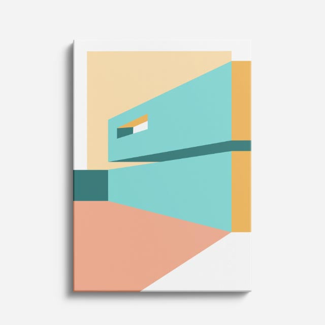 Cuadro canvas Edificio Teal y Arena - Ilustraciones Arquitectonicas Urbano y Arquitectura - Vista Frente