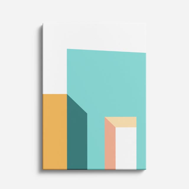 Cuadro canvas Ventana Teal y Salmon - Ilustraciones Arquitectonicas Urbano y Arquitectura - Vista Frente