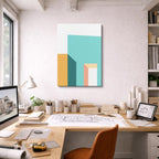 Cuadro canvas Ventana Teal y Salmon - Ilustraciones Arquitectonicas Urbano y Arquitectura - Vista Lifestyle