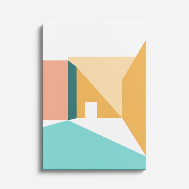 Cuadro canvas Patio Rosa y Teal - Ilustraciones Arquitectonicas Urbano y Arquitectura - Vista Frente
