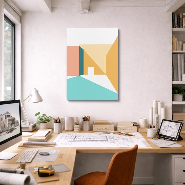 Cuadro canvas Patio Rosa y Teal - Ilustraciones Arquitectonicas Urbano y Arquitectura - Vista Lifestyle