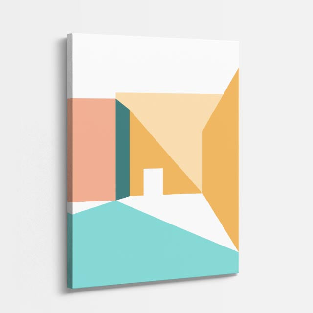 Cuadro canvas Patio Rosa y Teal - Ilustraciones Arquitectonicas Urbano y Arquitectura - Vista Perspectiva