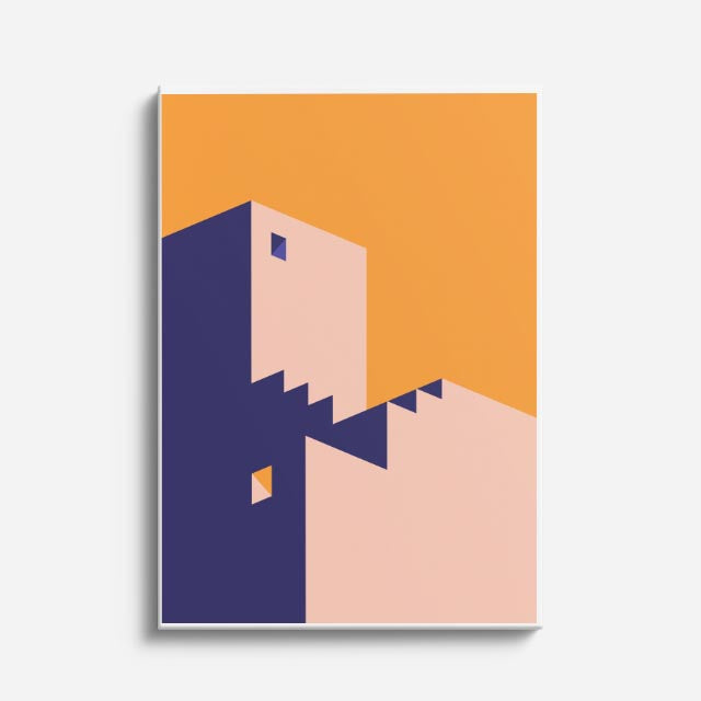 Cuadro canvas Torre Morada y Naranja - Ilustraciones Arquitectonicas Urbano y Arquitectura - Vista Frente