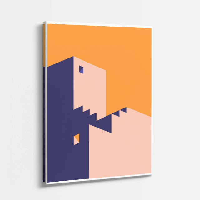 Cuadro canvas Torre Morada y Naranja - Ilustraciones Arquitectonicas Urbano y Arquitectura - Vista Perspectiva