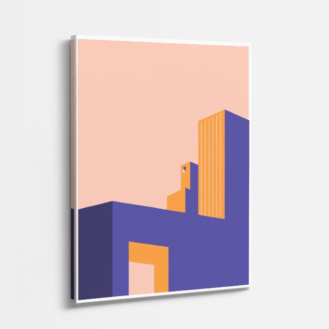 Cuadro canvas Rascacielos Morado y Dorado - Ilustraciones Arquitectonicas Urbano y Arquitectura - Vista Perspectiva