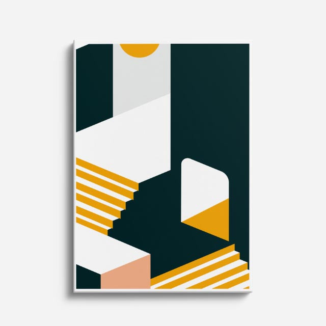 Cuadro canvas Isometrico Verde Oscuro - Ilustraciones Arquitectonicas Urbano y Arquitectura - Vista Frente