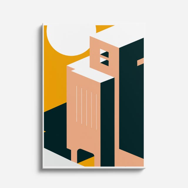 Cuadro canvas Edificio Nocturno Solar - Ilustraciones Arquitectonicas Urbano y Arquitectura - Vista Frente