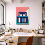 Cuadro canvas Fachada Rosa y Azul - Ilustraciones Arquitectonicas Urbano y Arquitectura - Vista Lifestyle