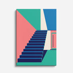 Cuadro canvas Escalera Azul Geometrica - Ilustraciones Arquitectonicas Urbano y Arquitectura - Vista Frente