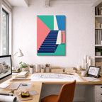 Cuadro canvas Escalera Azul Geometrica - Ilustraciones Arquitectonicas Urbano y Arquitectura - Vista Lifestyle